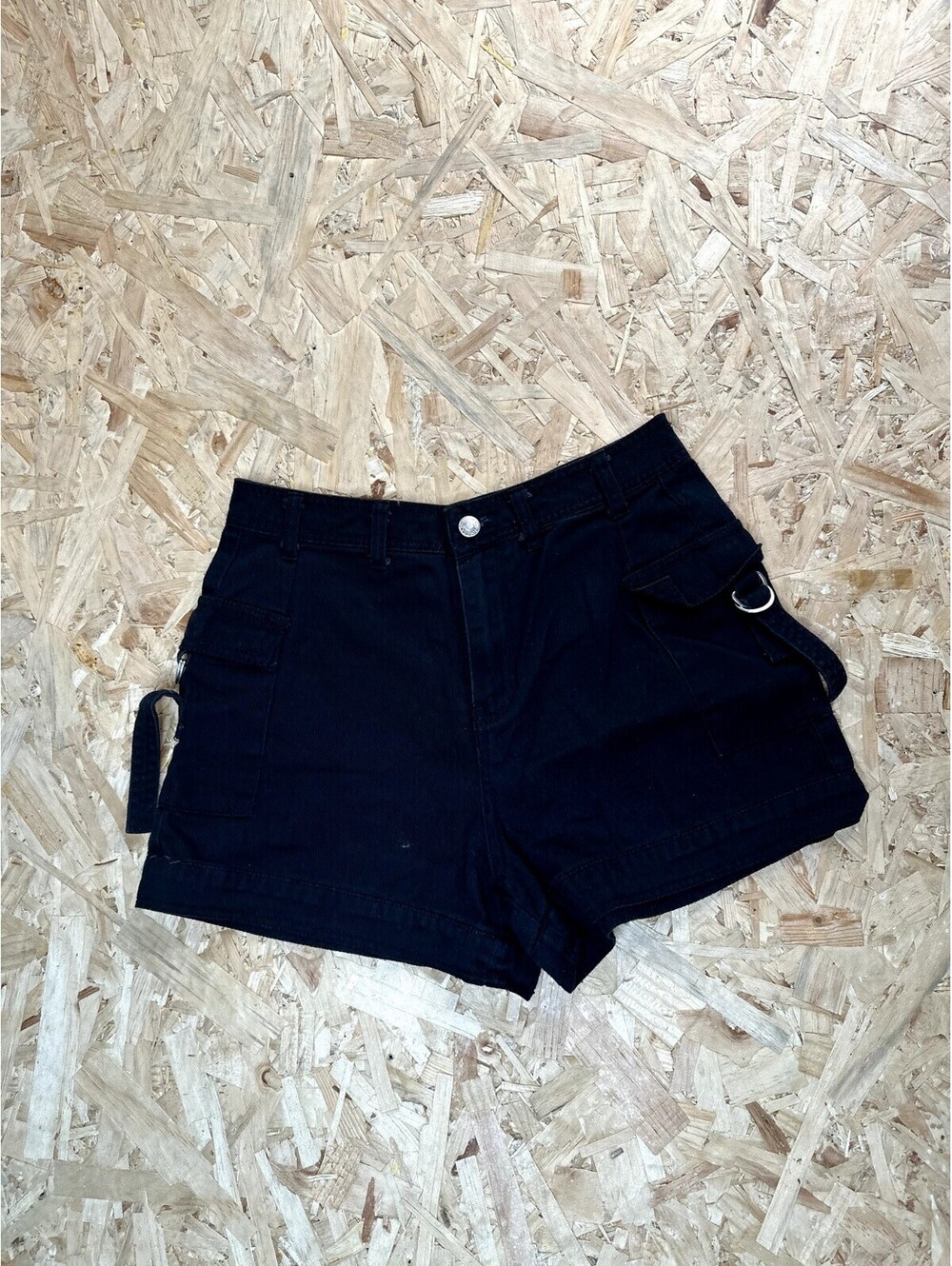 Forever 21 Black Cargo Shorts Womens Medium Utility D-Ring Twill High Rise